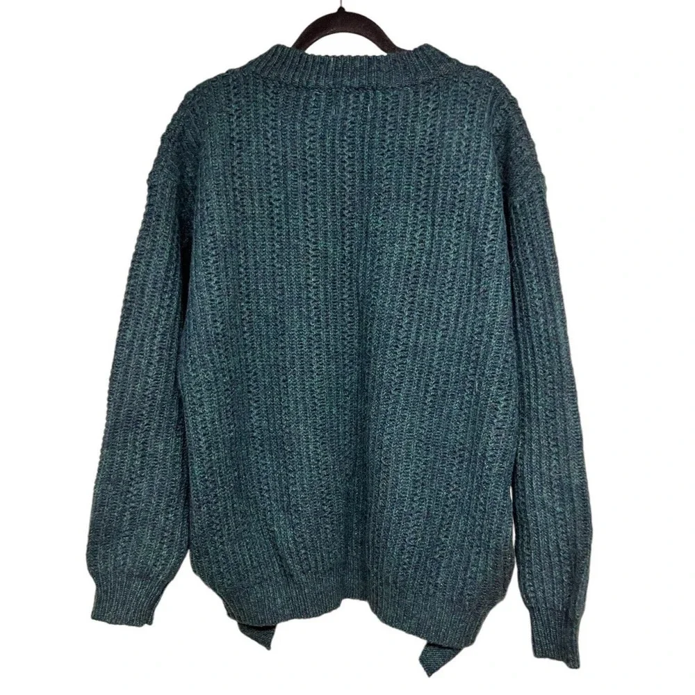 Vintage Woolrich Full Zip Up Ribbed Sweater Navy Marl 100% Wool Men’s Size Large